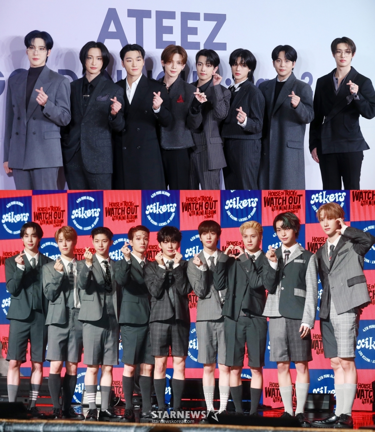 KQ엔터테인먼트 소속 에이티즈(ATEEZ, 위)와 싸이커스(Xikers) /사진=스타뉴스