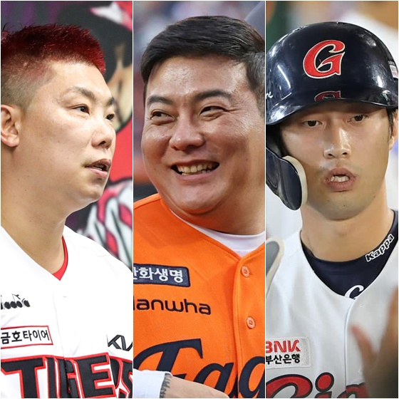 나지완(왼쪽부터) 김태균 이학주 /사진=뉴시스, KIA 타이거즈, 롯데 자이언츠