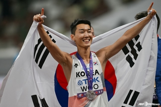 한국 육상 높이뛰기 간판 우상혁. /AFPBBNews=뉴스1