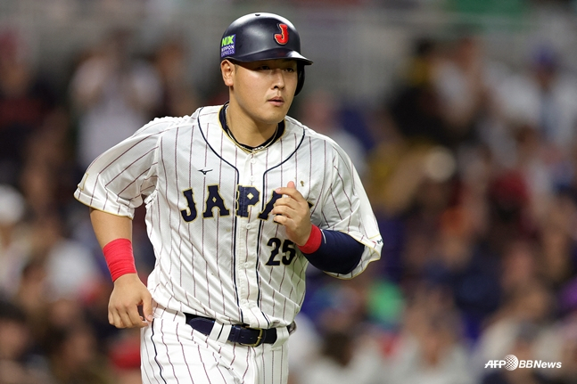 Kazuma Okamoto at the time of 2023 WBC. /AFPBBNews=News1