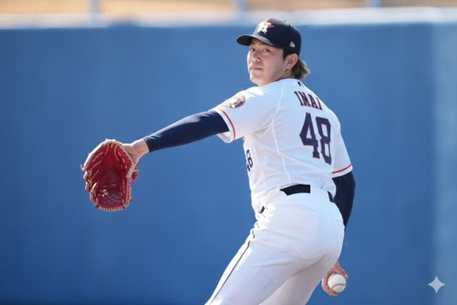 今井達也。 /写真=グーグルジェミナイ(AI)合成(西武ライオンズ公式SNS画像活用)