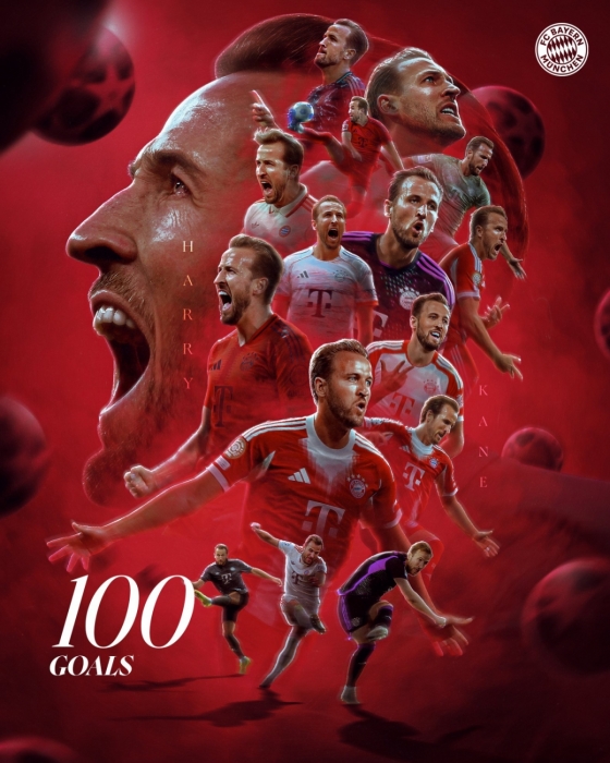 Harry Kane scored his 100th Bayern Munich goal in the fifth round of the German Bundesliga in the 2025-2026 season at Allianz Arena, Munich's home stadium. /Photo = Bayern Munich Official Social Network Service (SNS)