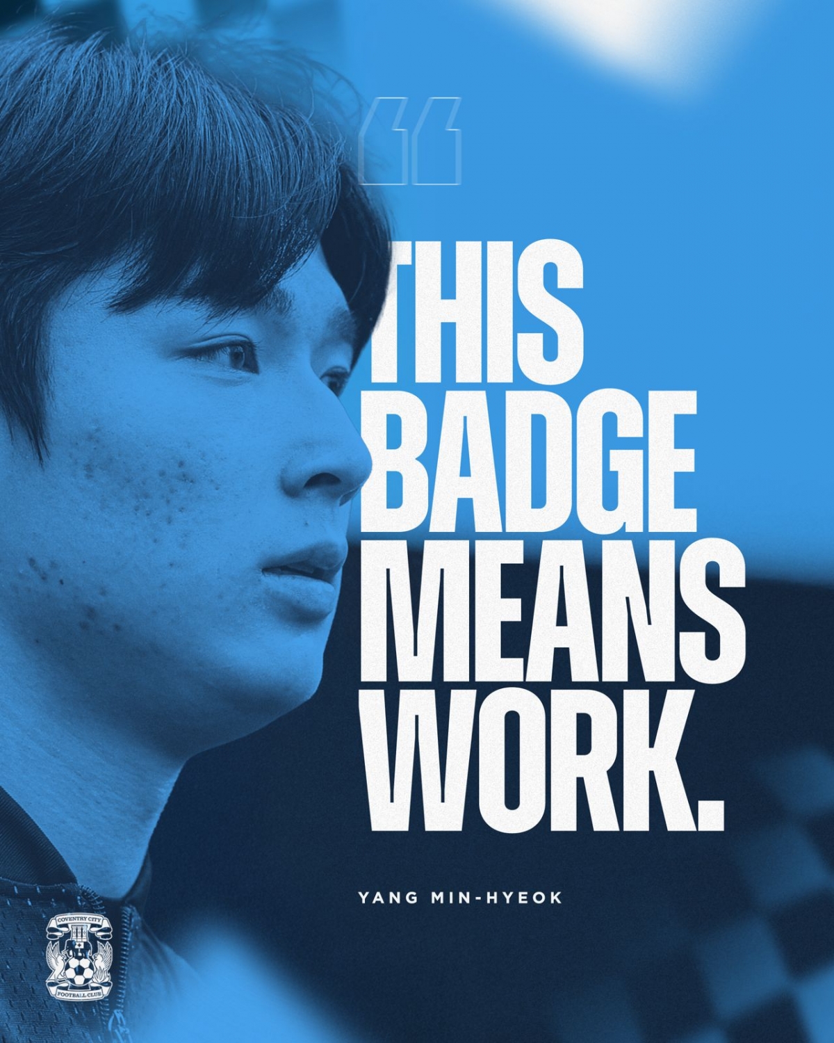 Yang Min-hyuk, who transferred to Coventry City, the No. 1 team in the English Championship, on loan. /Photo=Capture Coventry City SNS