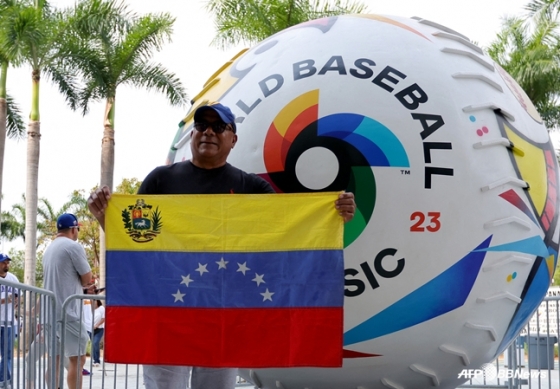 Venezuelan fans during the 2023 WBC. /AFPBBNews=News1