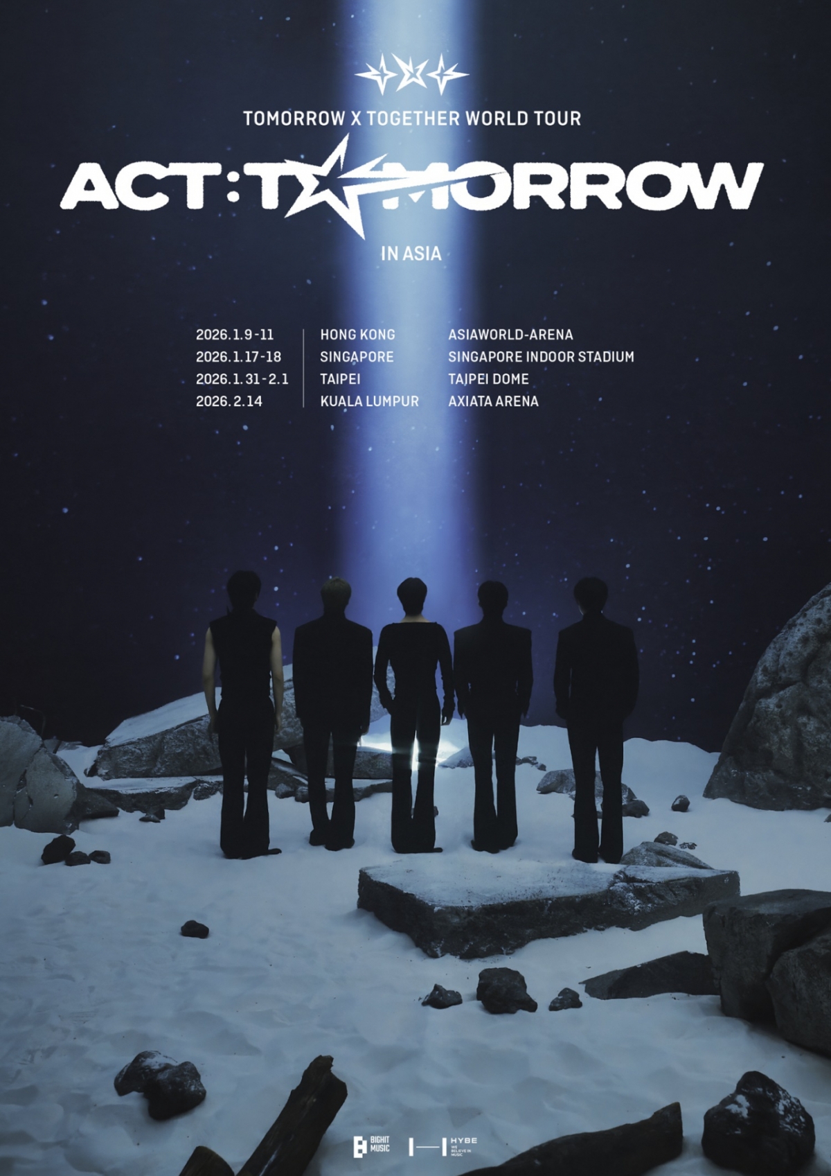 TOMORROW X TOGETHER Asia tour poster/photo courtesy = Big Hit Music
