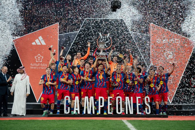 FC Barcelona is celebrating its SuperCopa victory by beating Real Madrid. /Photo = FC Barcelona Official Social Network Service (SNS)