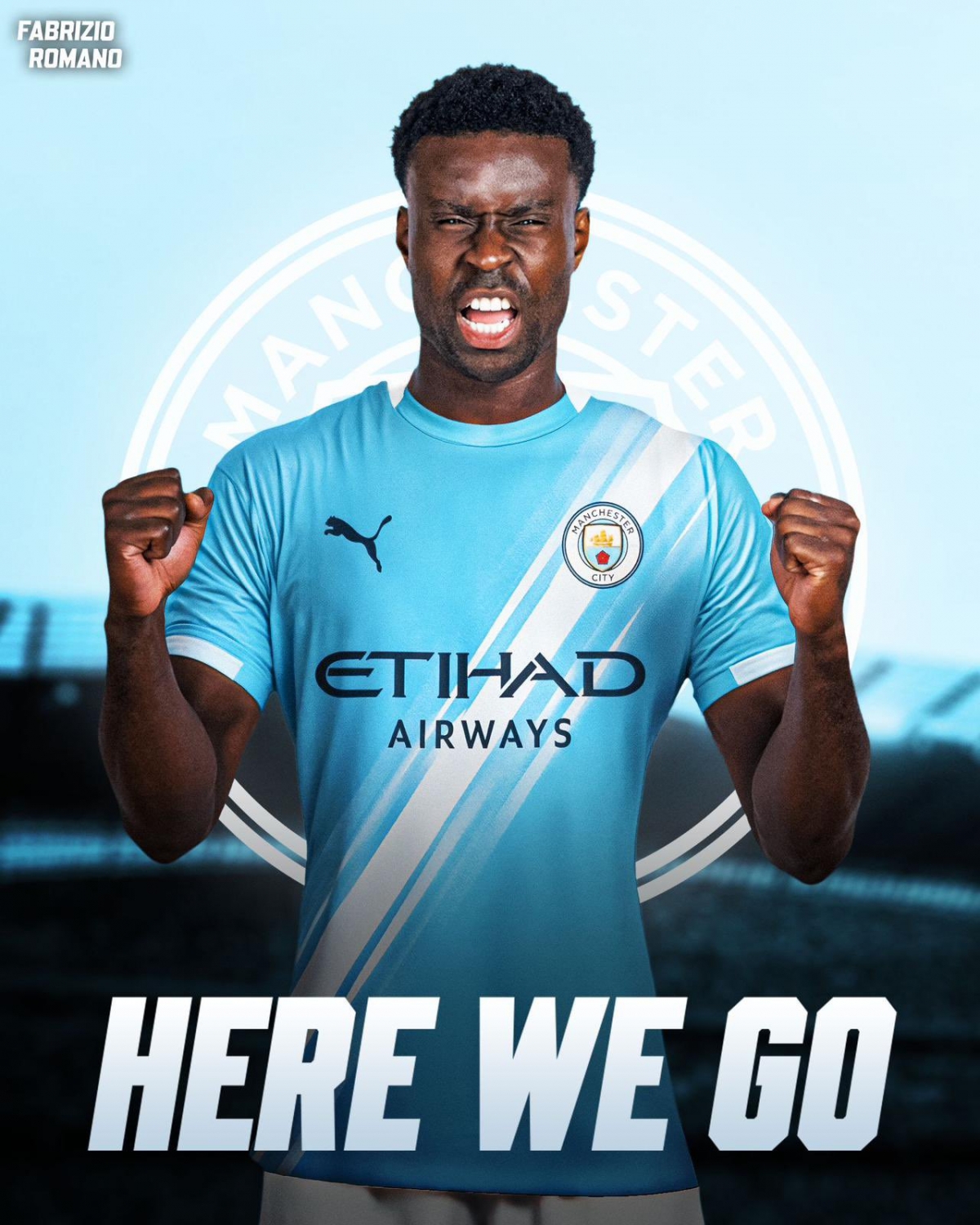 图为马克·盖希曼城队服的合成照片。 =法布里西奥-罗马诺个人社交网络服务(SNS)