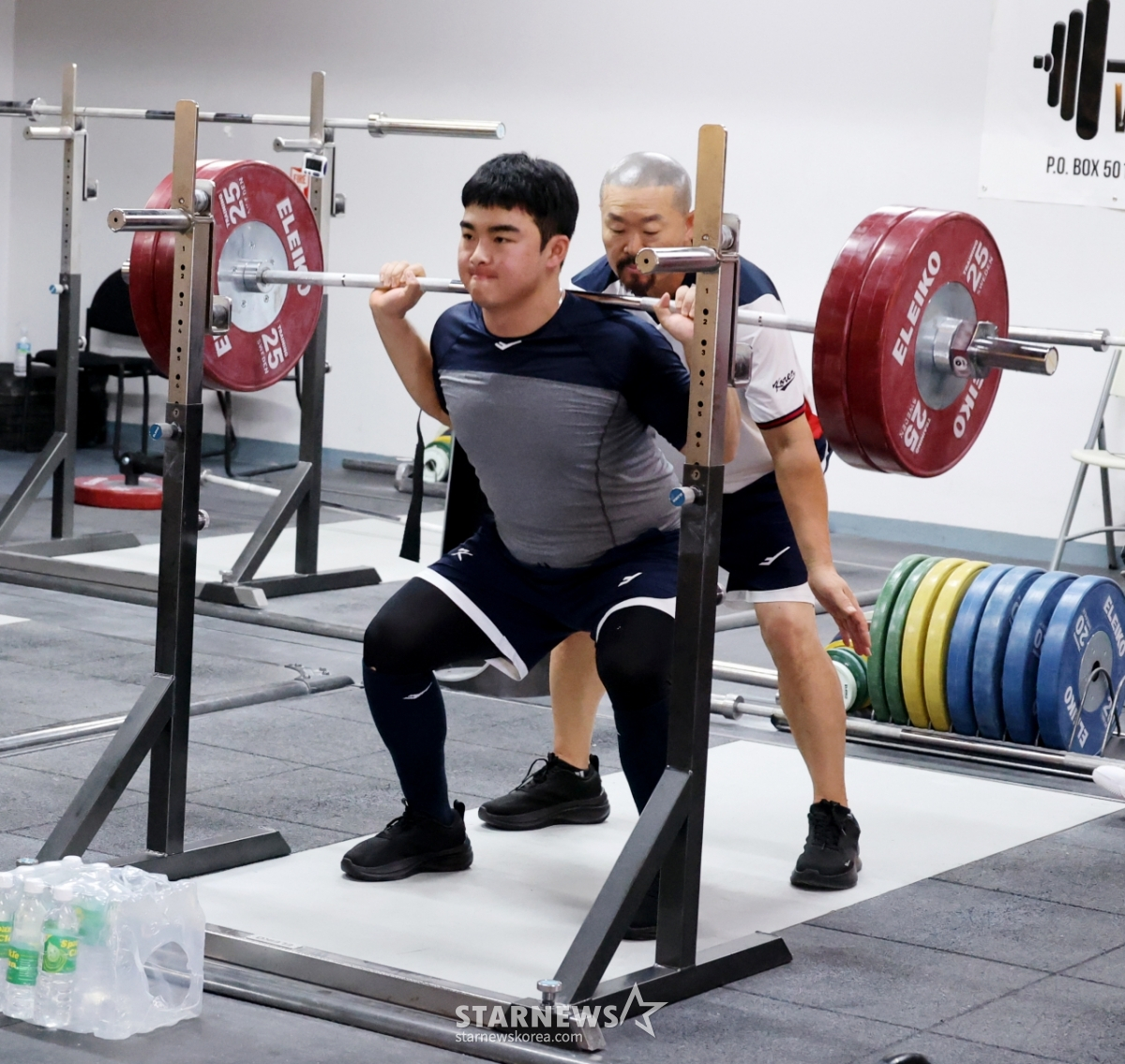Moon Hyun-bin is doing weight training at the first camp of Saipan, the national team. /Photo = Senior Reporter Kang Young-jo