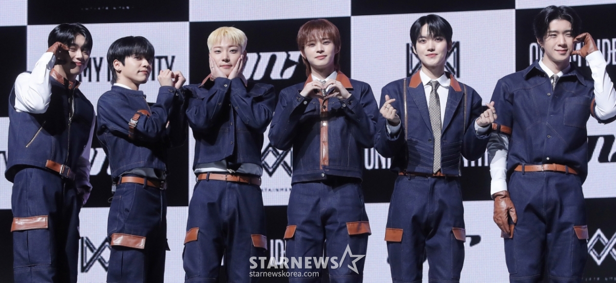 The group ONF poses at a showcase commemorating the release of its second full-length album Part.1 "ONF: MY IDENTITY" at Blue Square in Yongsan-gu, Seoul, on the afternoon of the 18th. 2025.02.18 / Photo = Kim Chang-hyun Chmt@