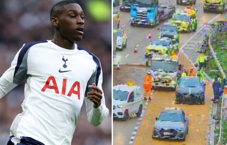 Randal Kolo Muani (left) and a photo of the scene of the accident. /Photo = Evening Standard Seasoning