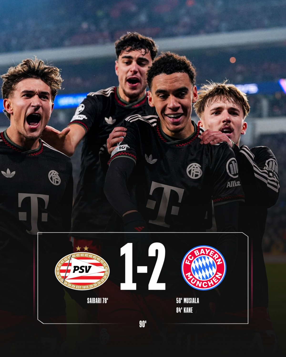 The final result of the Champions League phase between Bayern Munich and PSG Eindhoven. /Photo = Bayern Munich Official Social Network Service (SNS)