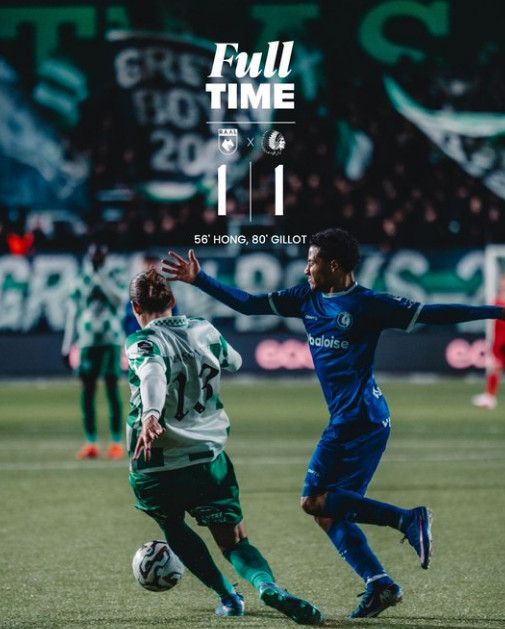 Hent drew 1-1 in the 23rd round of the "2025-2026 Belgian Professional Football Jupil Professional League" against RAAL La Rubiere at Easy Arena in La Rubiere, Belgium on the 31st (Korea time). /Photo = Hent's official SNS farewell