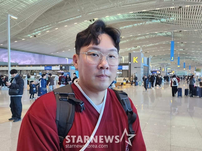 今年1月22日、スプリングキャンプ出国を控えて記者団に会ったアン·チホン。 /写真=朴スジン記者