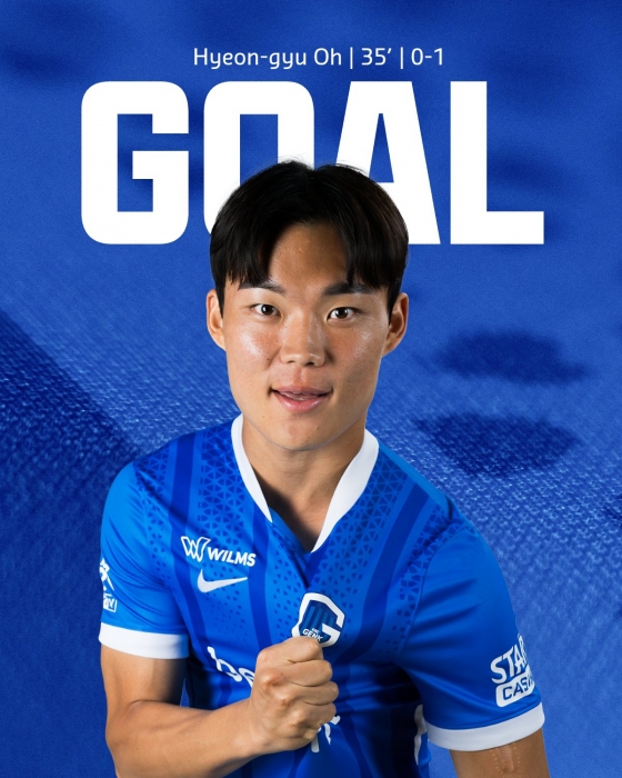 KRC Genk, who announced Oh Hyun-kyu's score in the 13th round of the Belgian professional league in the 2025-2026 season at Het Coupe in Vesterlo, Belgium. /Photo = KRC Genk Official Social Network Service (SNS)