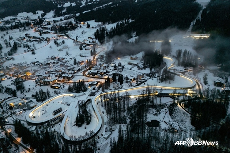 Cortina sliding center where bobsleigh events will be held, luge at the 2026 Winter Olympics in Milan and Cortina d'Ampezzo. /AFPBBNews=News1