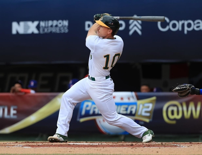 Alex Hall ở Premier 12 năm 2024. /Ảnh = SNS chính thức của đội tuyển bóng chày quốc gia Úc