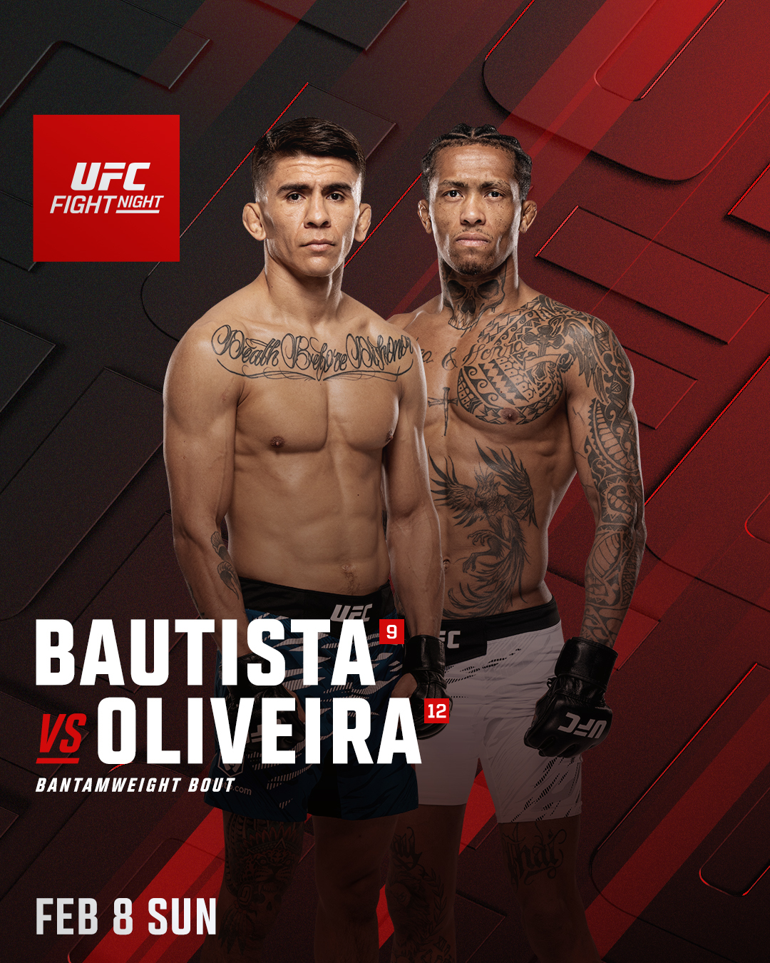 Match poster between Batista and Oliveira. /Photo = Courtesy of UFC