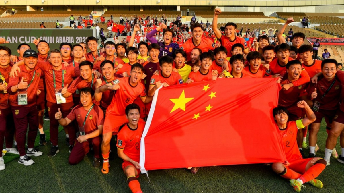 前回のAFC U-23アジアカップで史上初のトーナメント進出を越え、準優勝となった中国U-23代表チームの選手たち。 /写真=AFC提供