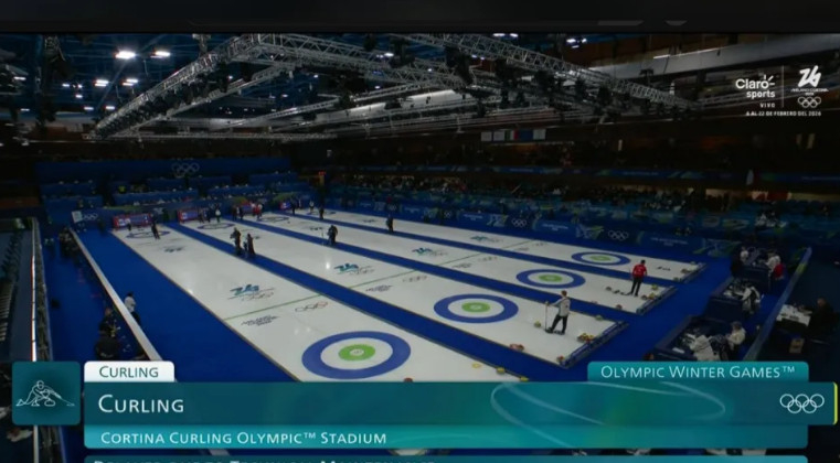 5日（韩国时间），在意大利科尔蒂纳丹佩佐的科尔蒂纳冰壶奥林匹克体育场举行的冰壶混合双人预选赛第1场比赛途中，突然发生了停电事故。 =照片=转播画面收尾。