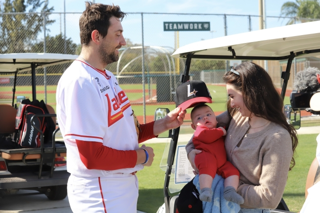 Beniziano (left) smiles as he looks at his family members who visited the training site. /Photo = Courtesy of SSG Landers