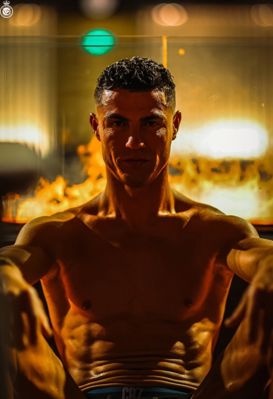 Ronaldo lúc huấn luyện hồi phục từ tuyên truyền Trung Quốc. /Ảnh = Dịch vụ mạng xã hội chính thức của Al Nasr (SNS)