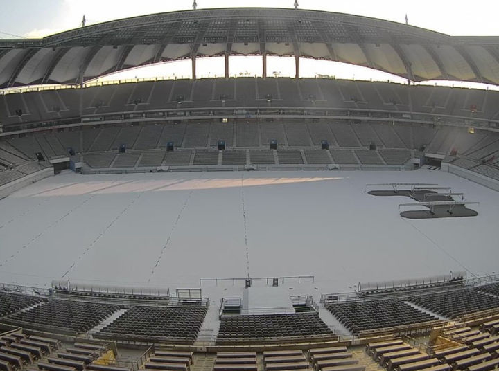 雪が降ったソウルワールドカップ競技場の様子。 /写真=ソウル市提供