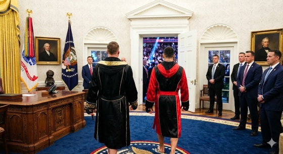 Virtual image of Justin Gaic and Ilya Topuria at the White House match. /Graphic=Artificial Intelligence (AI) Generative Images