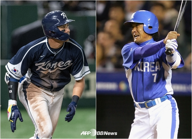 2023ワールド·ベースボール·クラシックに出場した李ジョンフ（左）と2006大会に出場した李ジョンボムの姿。 /AFPBBNews=ニュース1