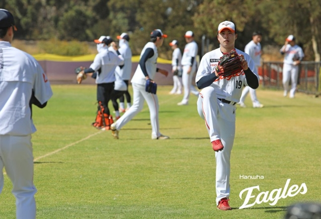 Wang Yancheng training on January 30. /Photo = Hanwha Eagles