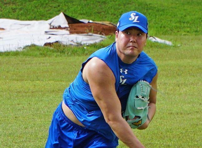 Ким Тэ Хун тренируется в весеннем лагере на Гуаме. /Фото = Samsung Lions