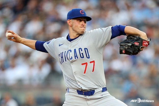 2025年7月、カブスのユニホームを着て大リーグの試合に出たフレクセンの姿。 /AFPBBNews=ニュース1