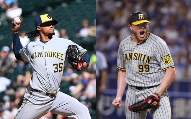 Элвин Родригес (слева) и Джереми Бизли (слева). /Фото = Предоставлено Lotte Giants