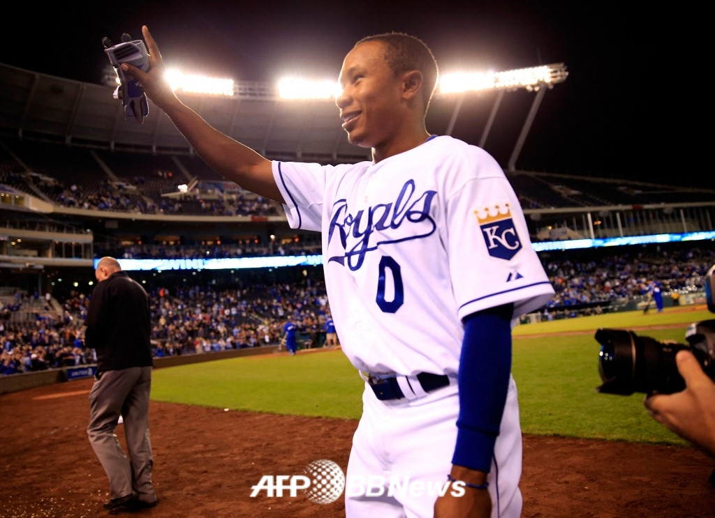 2014年、カンザスシティ·ロイヤルズで活躍していた時代の故テレンス·ゴアの姿。 /AFPBBNews=ニュース1