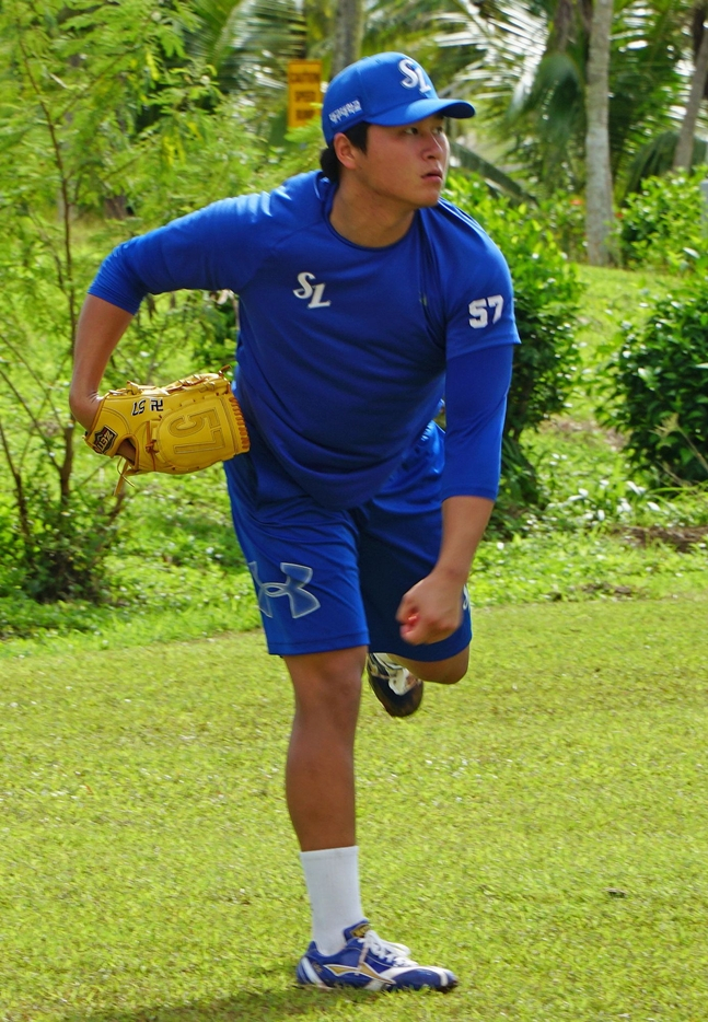 練習するイ·スンヒョン。 /写真=三星ライオンズ