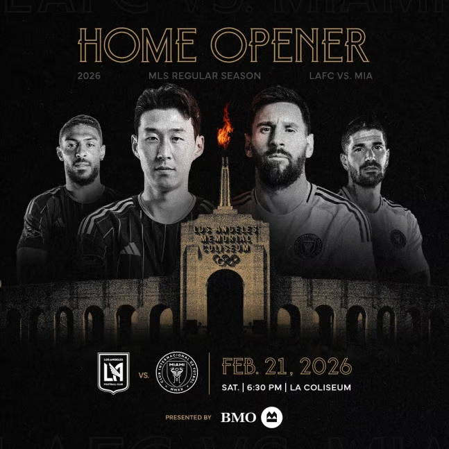 LAFC and Inter Miami open the 2026 Major League Soccer (MLS) at the Memorial Coliseum in Los Angeles (LA) at 11:30 a.m. on the 22nd./Photo = MLS Secretariat