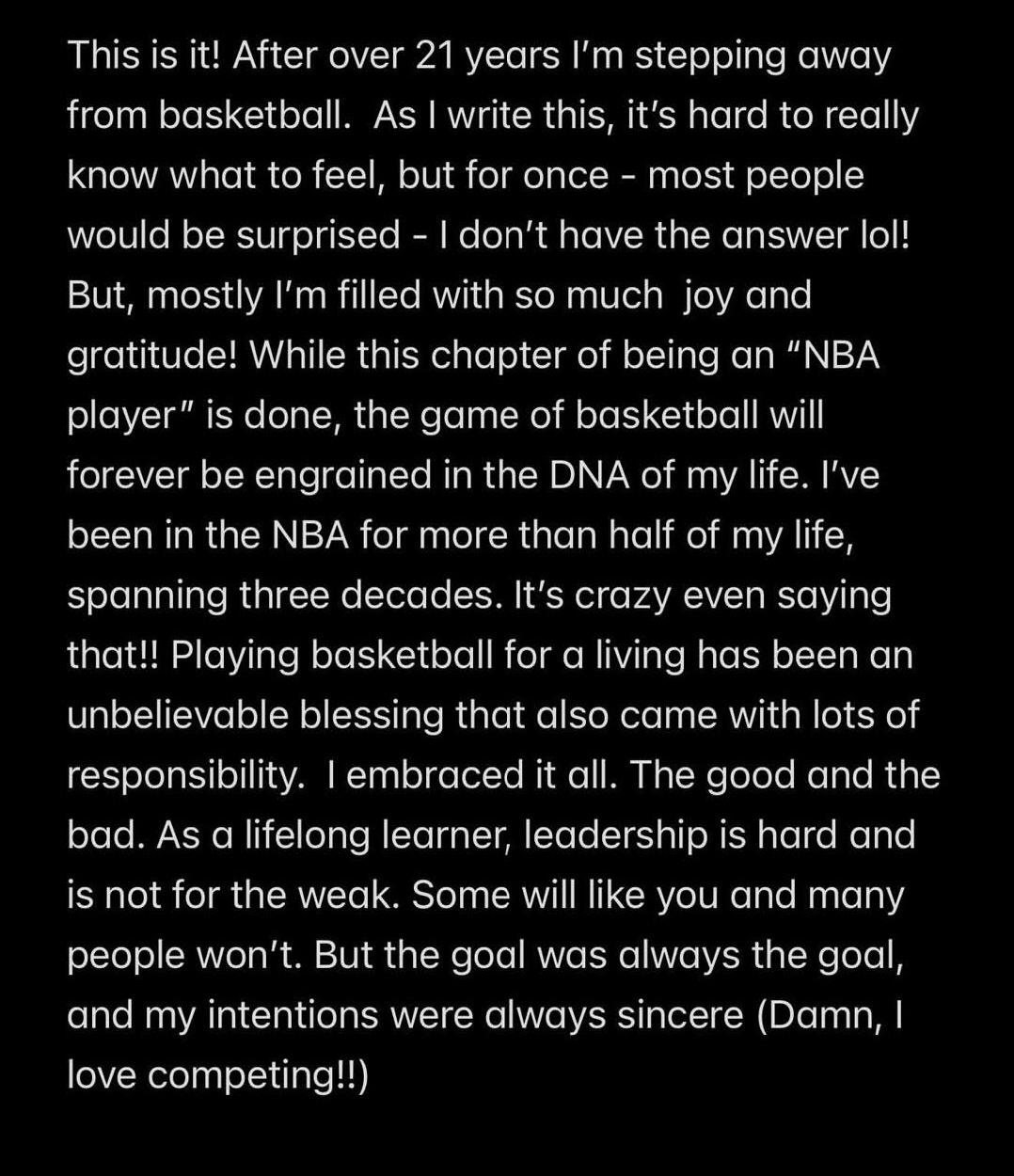 Chris Paul, who officially announced his retirement from social media. /Photo = Chris Paul's personal social network service (SNS) wrap-up
