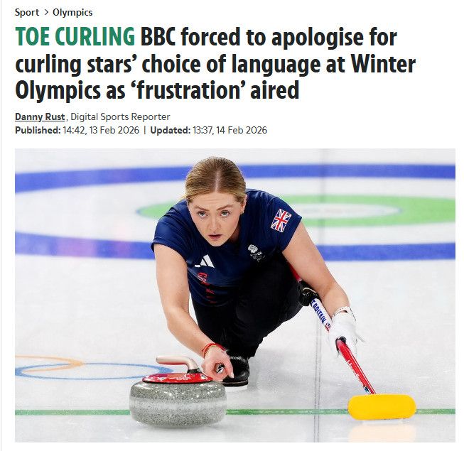The Sun đưa tin về sự kiện chửi thề trong trận đấu của đội tuyển quốc gia môn bi đá trên băng nữ Anh. /Ảnh = The Sun Galmuri