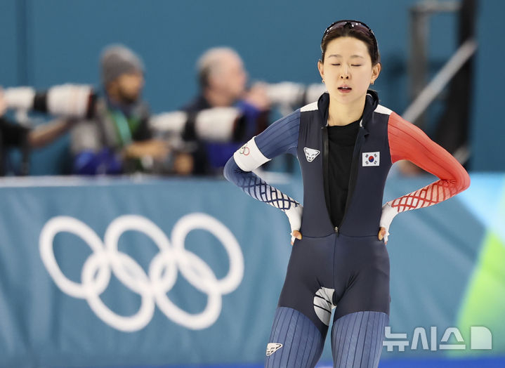 Kim Min-sun is sad after the race. /Photo = Newsis