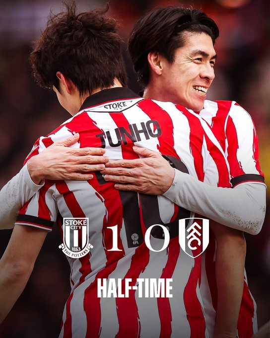 The result of the first half between Stoke City and Fulham in the fourth round of the 2025-2026 FA Cup (32 strongest) at Bet365 Stadium in Stoke-on-Trent, England on the 15th (Korea time). /Photo =Stoke City Official Social Network Service (SNS)