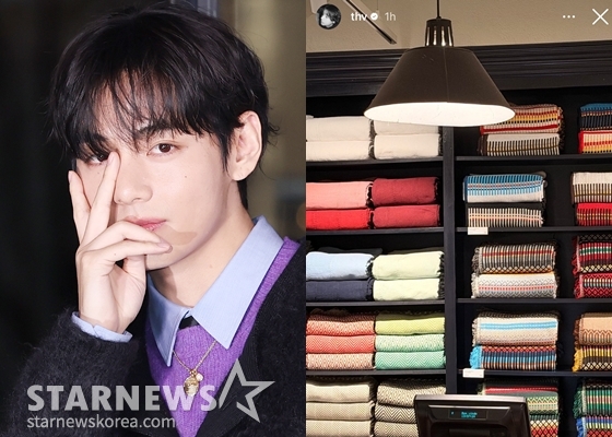 BTS V (/photograph = Star News) and V's "Avida Portuguesa" photo on Instagram (right)