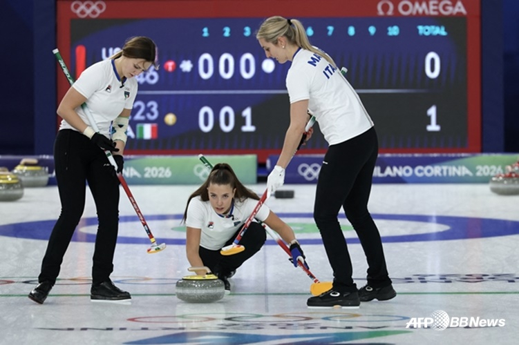 Hình ảnh trận đấu của đội tuyển bi đá trên băng nữ Italy. /AFPBBNews = Tin tức 1