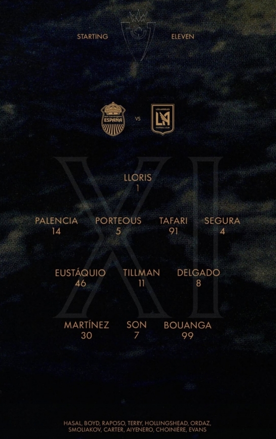 在LAFC与西班牙皇家队的比赛中，孙兴慜将作为4-3-3阵型中锋出场。 =照片:洛杉矶FC官方社交网络服务(SNS)