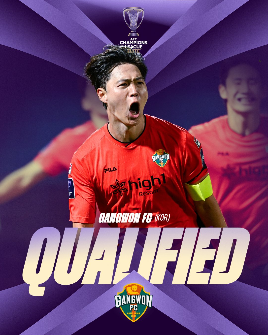 =2025年至2026年亚足联冠军联赛进入16强的江原FC。