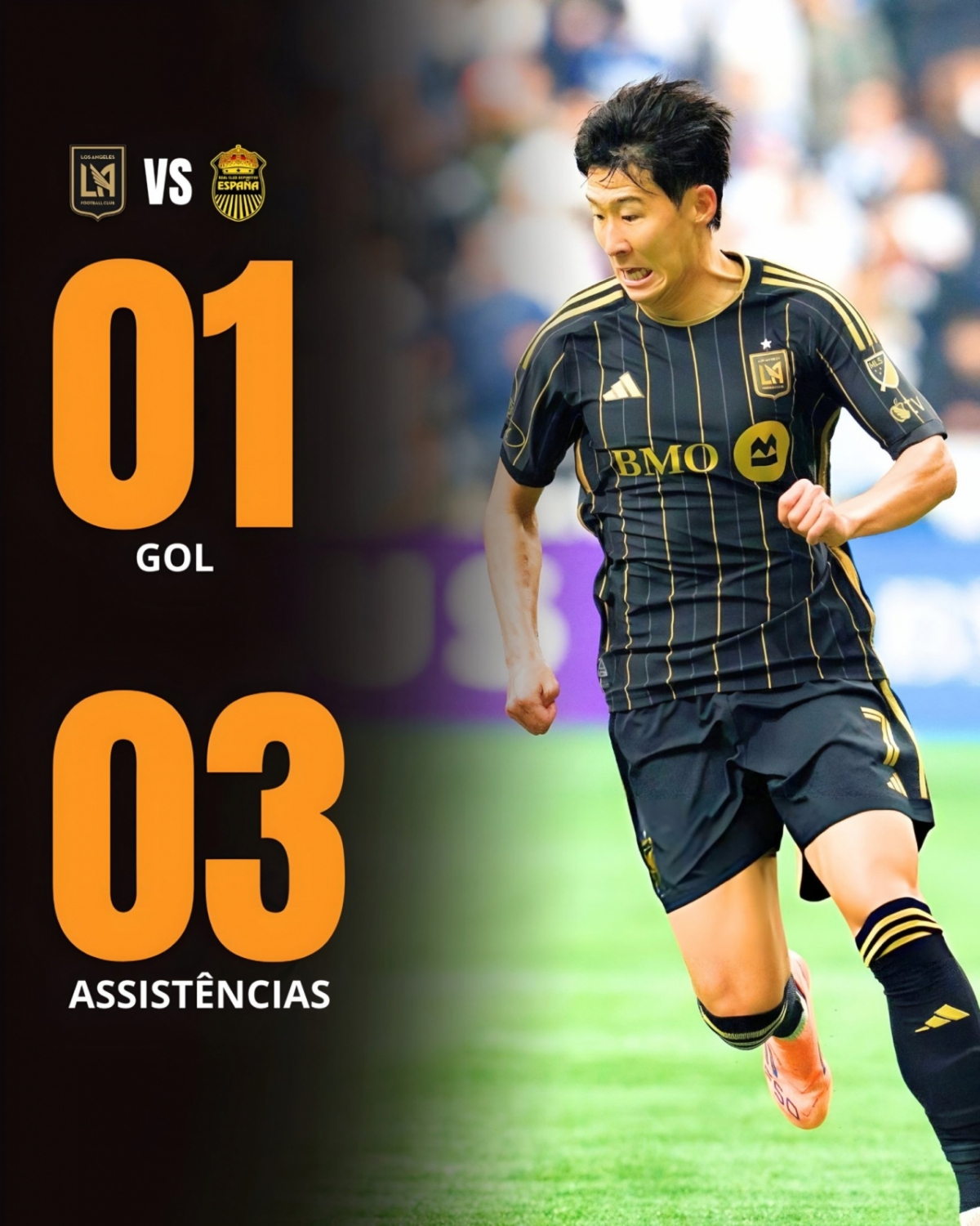 本月18日在洪都拉斯举行的2026北中美洲和加勒比足球联盟(CONCACAF)冠军杯第1轮第1轮与皇家西班牙人队的比赛中，洛杉矶FC队的孙兴慜在上半场就攻入1球，助攻3次。 =照片=ig比分截图。