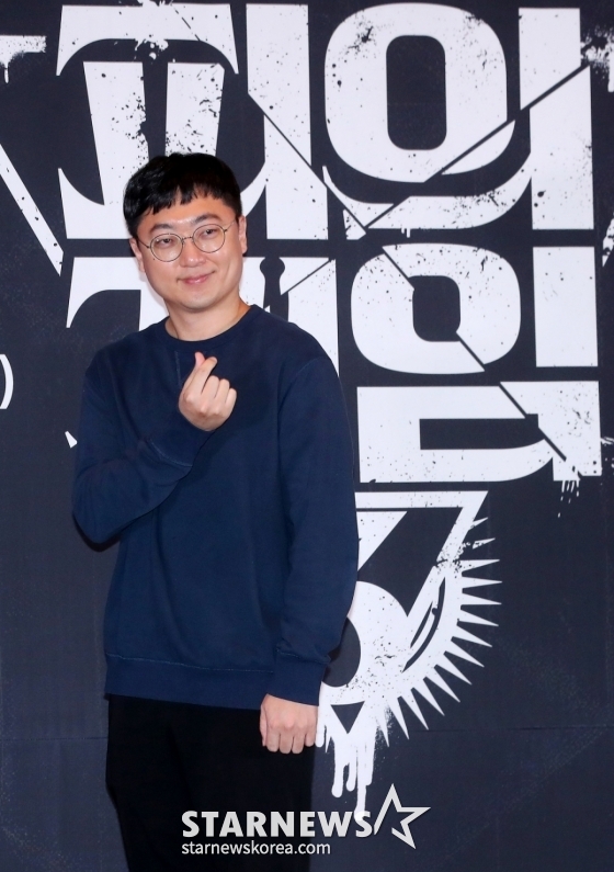 Broadcaster Chungju Man poses at the production presentation of the Wave original "Blood Game Season 3" held at Megabox Seongsu in Seongdong-gu, Seoul on the afternoon of the 12th.  "Blood Game 3" is a survival intelligence survival game played by survival legends and newcomers over whether to keep it or take it away. It will be released on the 15th. 2024.11.12 / Photo = Kim Chang-hyun Chmt@
