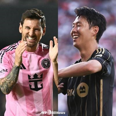 梅西（左）和孙兴慜。 =法新社BBNews=新闻1。