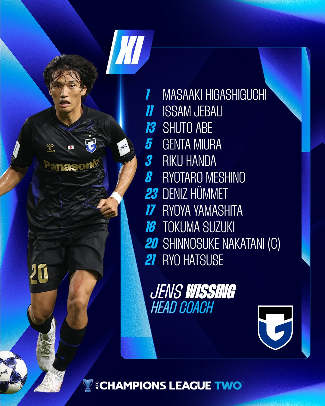 =大阪钢巴队与浦项制铁队的比赛首发阵容。