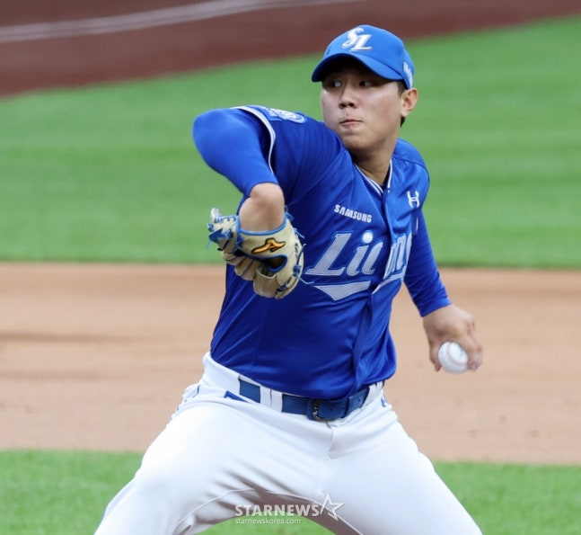 三星队的裴灿胜。 =照片=高级记者姜英祖。