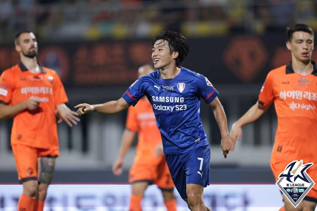 在水原三星队效力时的2023赛季高承范。 =图为,韩国职业足球联盟提供。