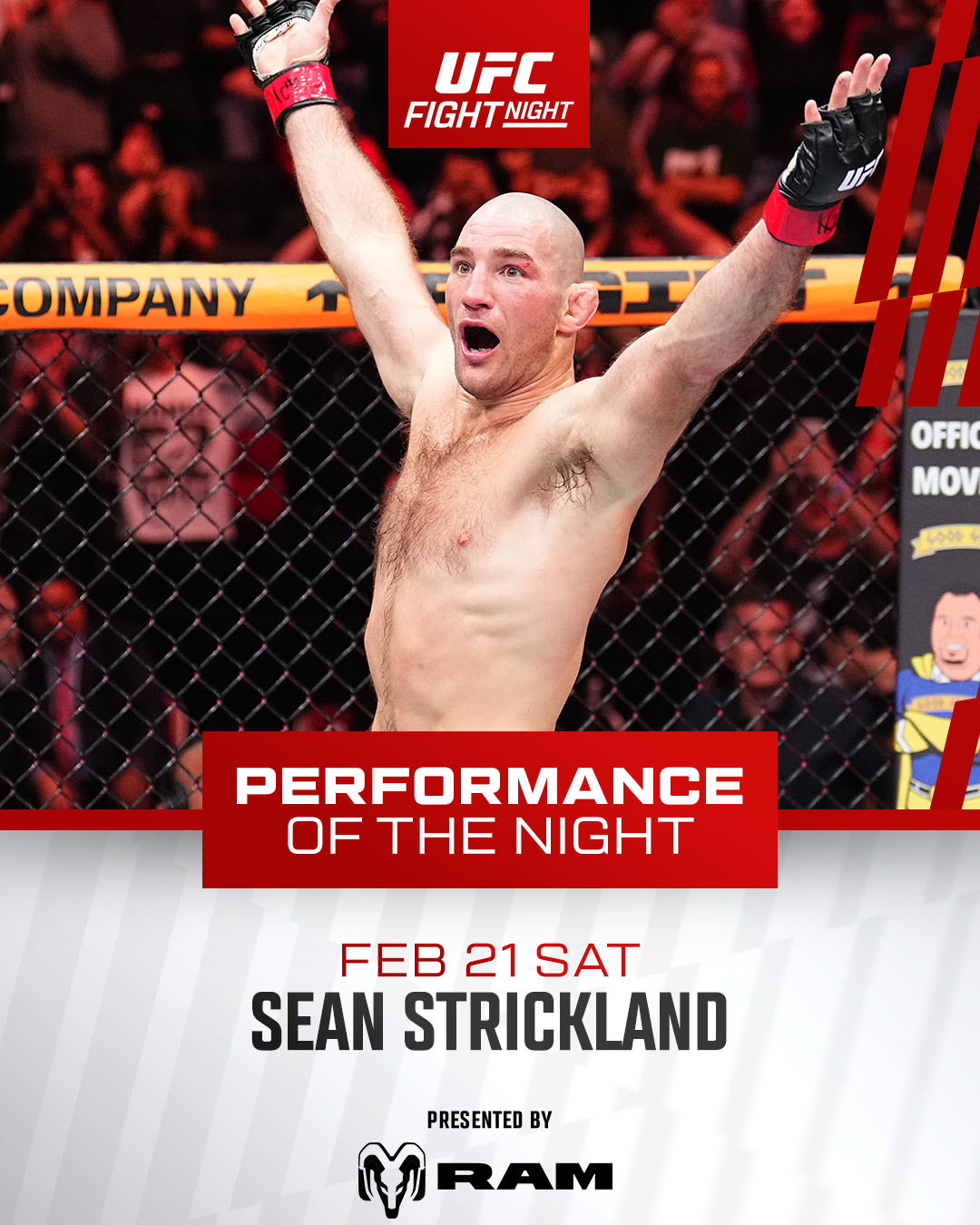 Sean Strickland opens his arms after winning the game. /Photo=UFC's official social network service (SNS) wrap-up
